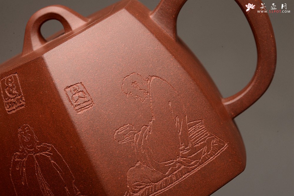 紫砂壶图片：高雅厚稳 全手六方秦权 强强联合 国高工陈宏林装饰 - 宜兴紫砂壶网