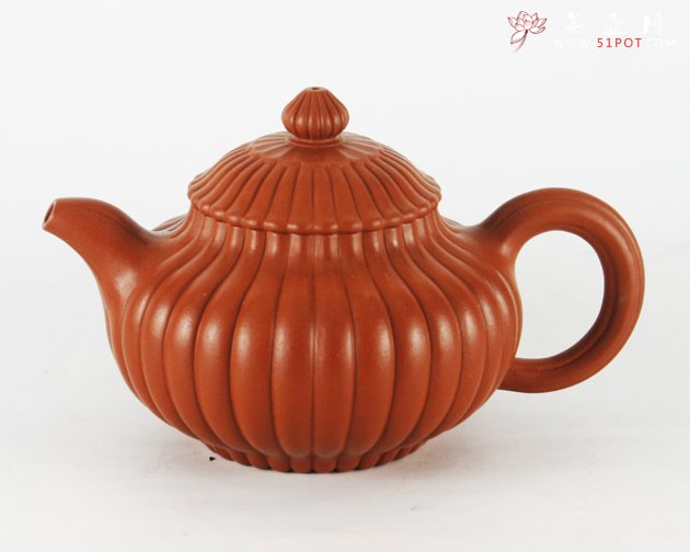 紫砂壶图片：朱泥菊瓣壶 - 宜兴紫砂壶网