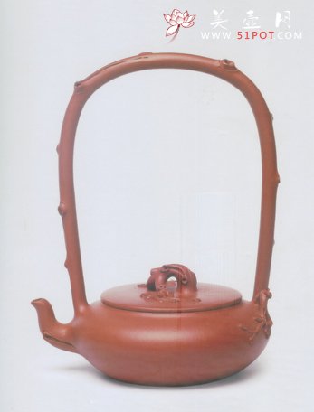 紫砂壶图片：红梅颂提梁壶 - 宜兴紫砂壶网