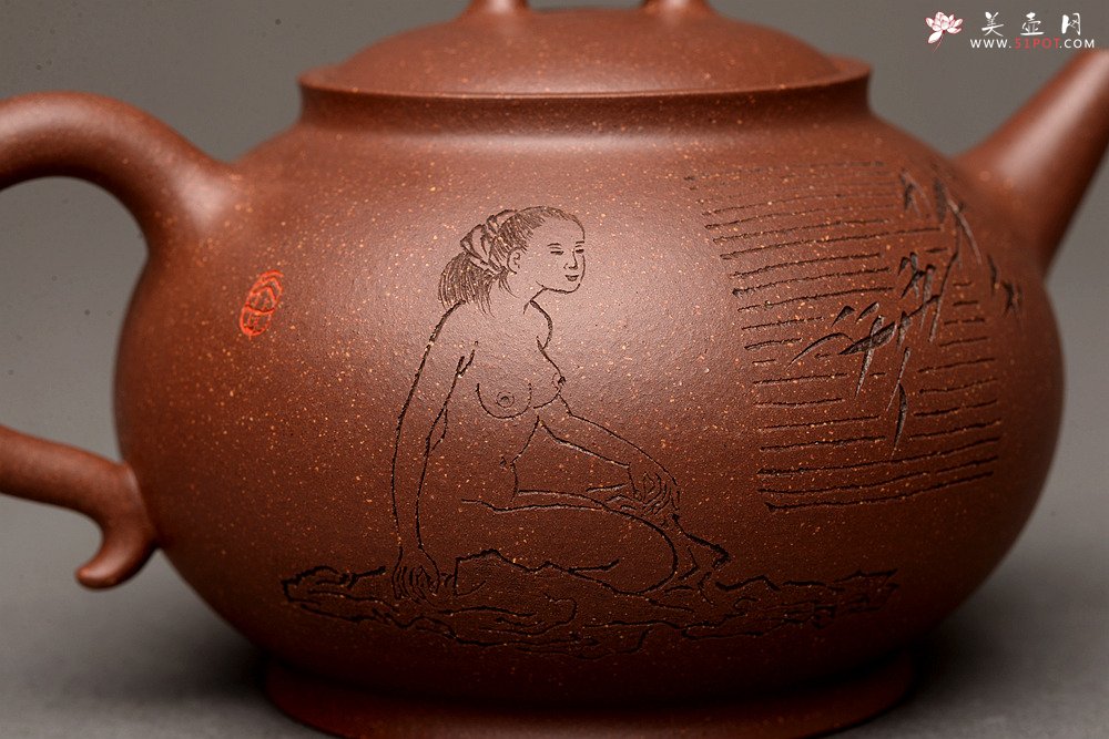 紫砂壶图片：俊秀之作 清悟 张听刚精心装饰   - 宜兴紫砂壶网