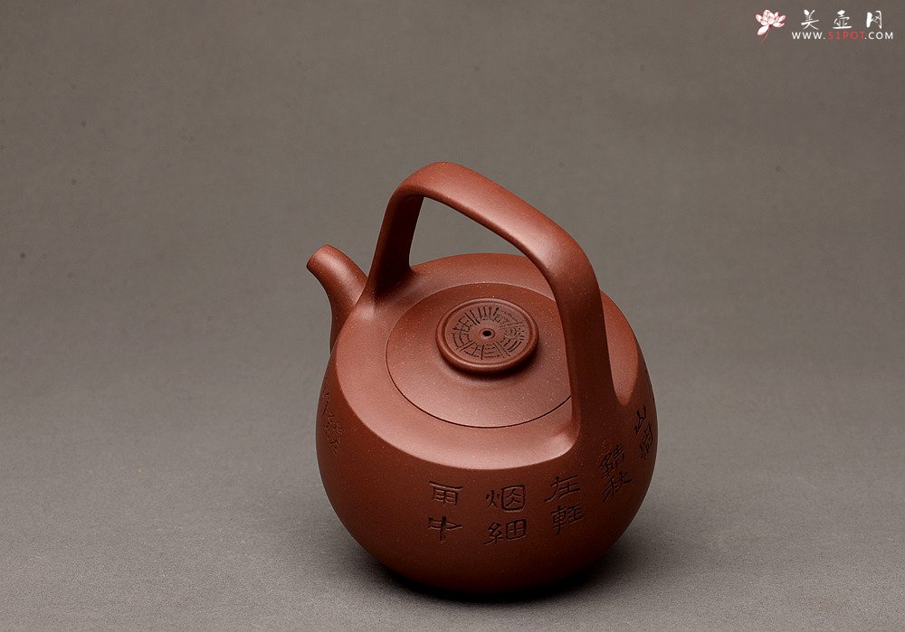 紫砂壶图片：钱建荷全手新作 福乐提梁 做工精致 国助袁德波装饰 - 宜兴紫砂壶网