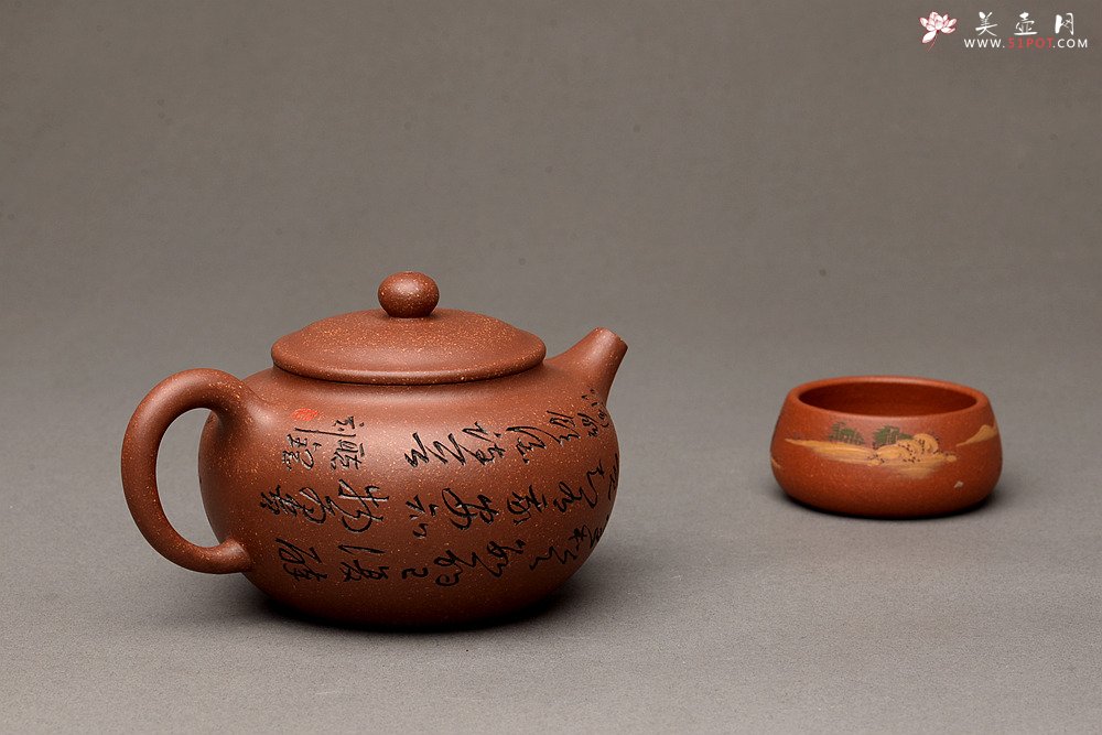 紫砂壶图片：老辣双刀 行云流水 优质紫泥调砂 全手宝珠 饱满直流 - 宜兴紫砂壶网