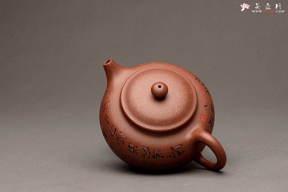 紫砂壶图片：老辣双刀 行云流水 优质紫泥调砂 全手宝珠 饱满直流 - 宜兴紫砂壶网