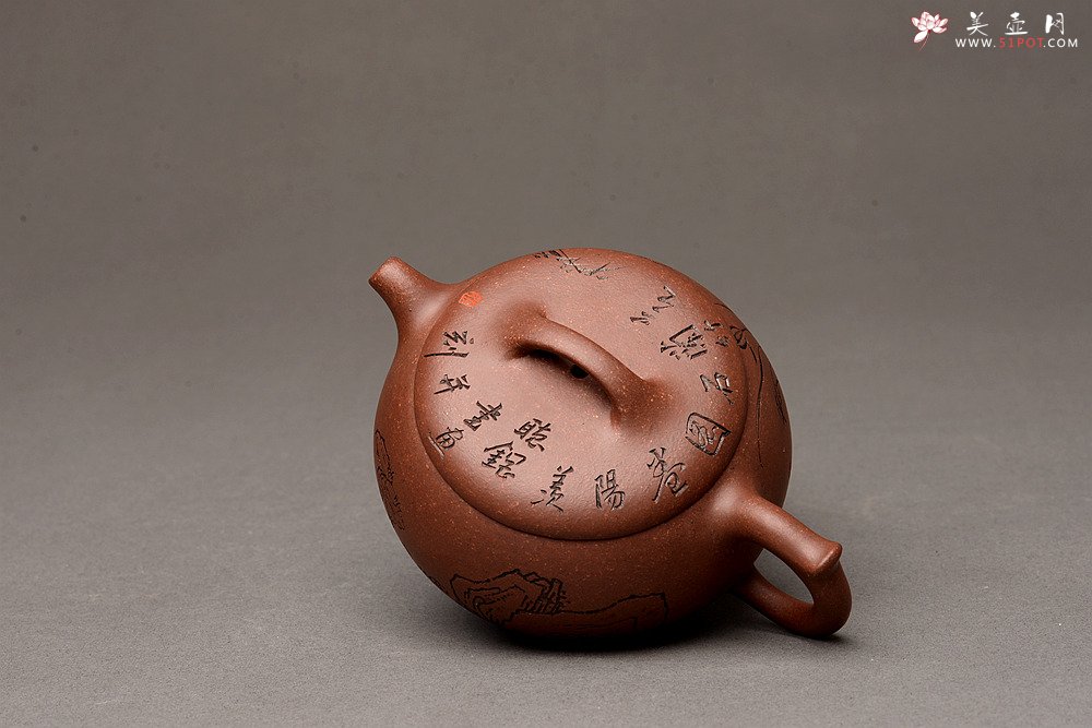 紫砂壶图片：张听刚精心装饰 大口实用 全手融古 - 宜兴紫砂壶网