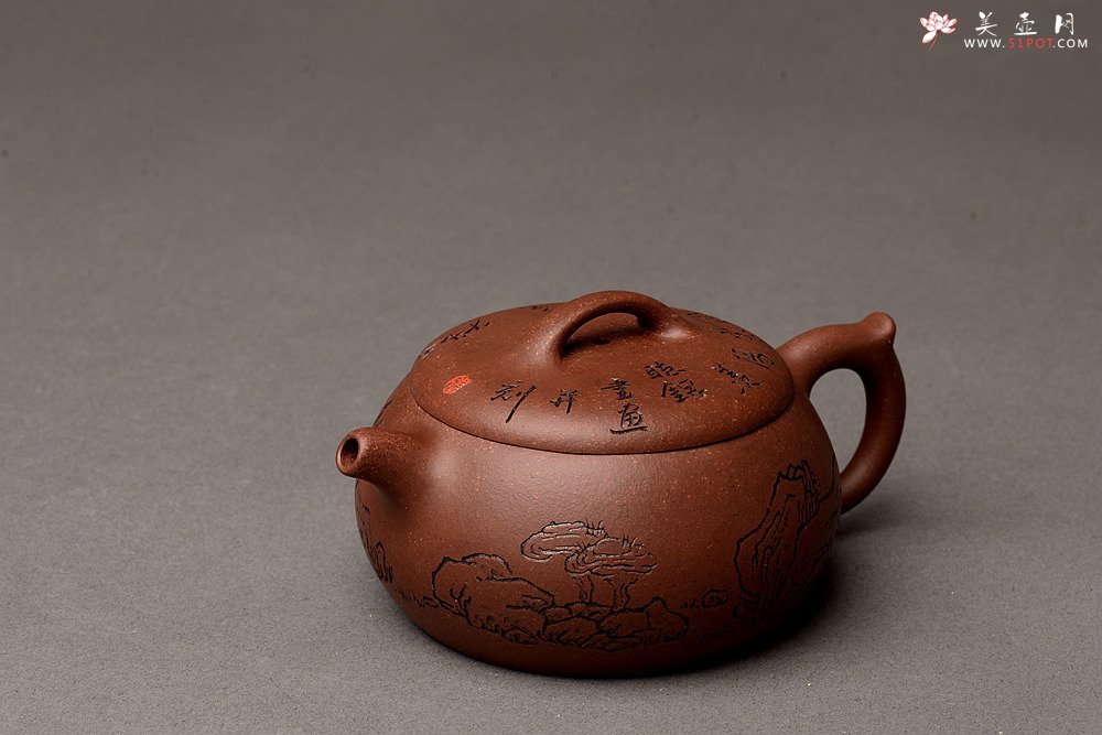 紫砂壶图片：张听刚精心装饰 大口实用 全手融古 - 宜兴紫砂壶网