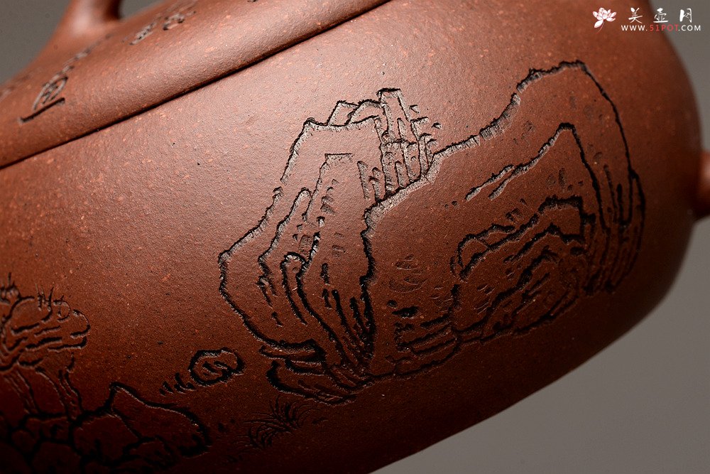 紫砂壶图片：张听刚精心装饰 大口实用 全手融古 - 宜兴紫砂壶网