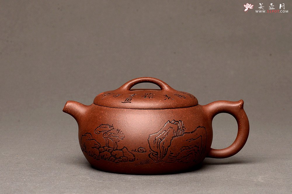 紫砂壶图片：张听刚精心装饰 大口实用 全手融古 - 宜兴紫砂壶网