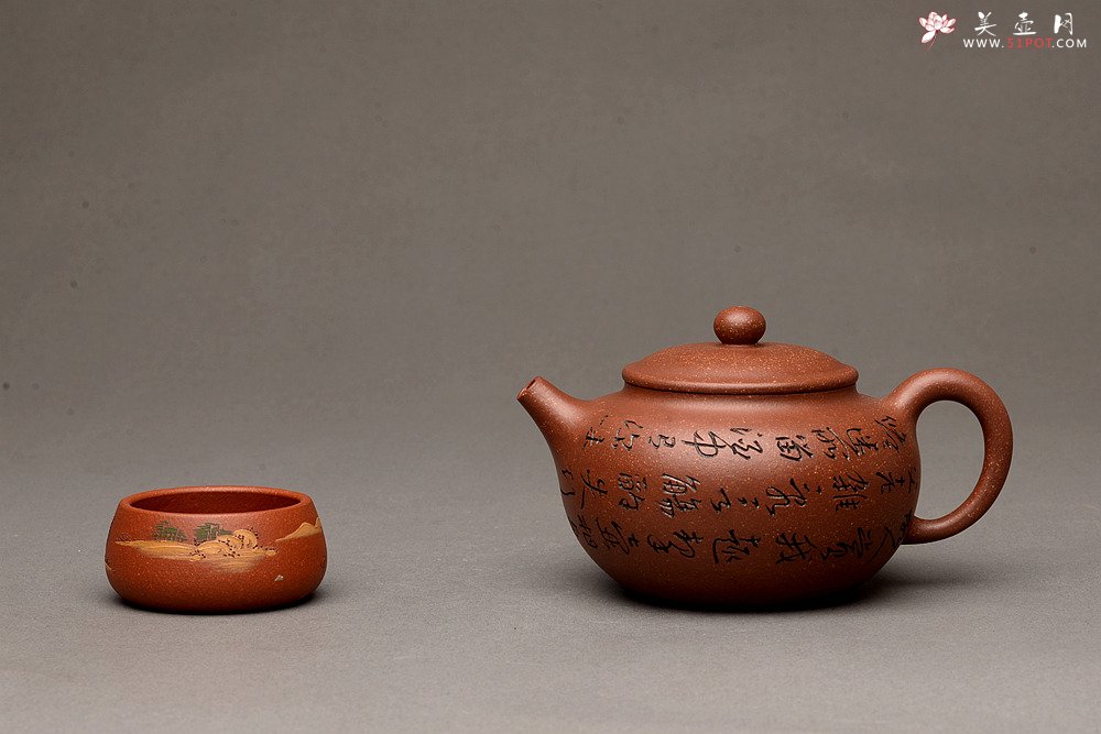 紫砂壶图片：老辣双刀 行云流水 优质紫泥调砂 全手宝珠 饱满直流 - 宜兴紫砂壶网