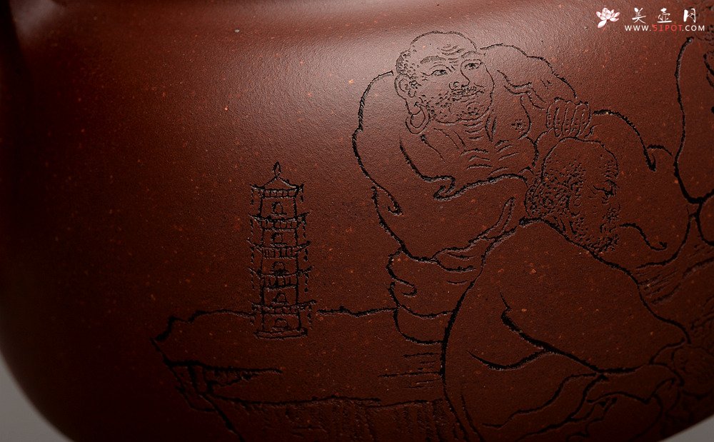 紫砂壶图片：钱建荷全手新作 环玉提梁 做工精致 浑厚大气 国助袁德波装饰  - 宜兴紫砂壶网