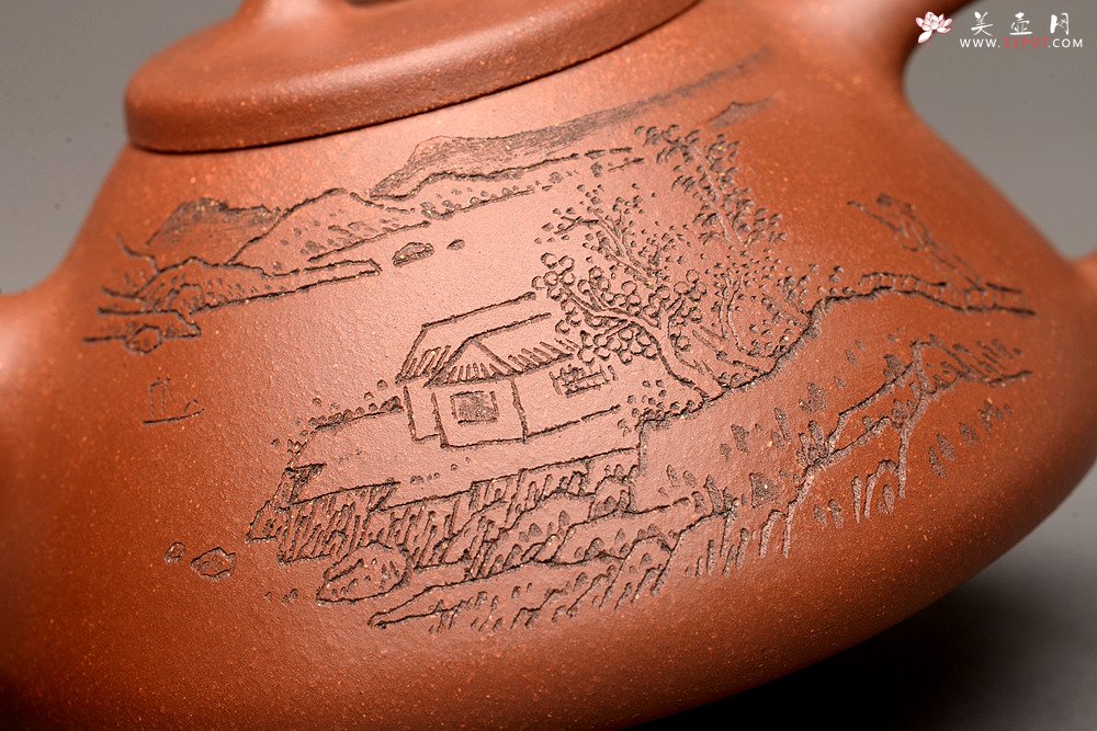 紫砂壶图片：张听刚装饰 精品紫泥调砂 周斌全手子冶石瓢 精工 - 宜兴紫砂壶网