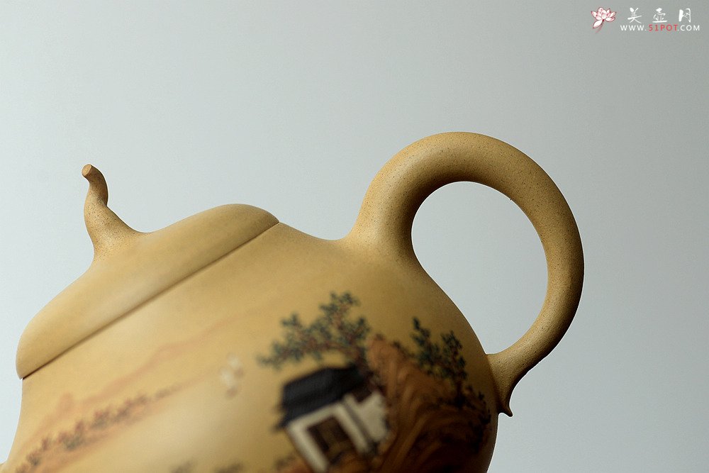 紫砂壶图片：顾小英全手作品  饱满厚润 型丰留意 泥绘装饰 匏瓜 - 宜兴紫砂壶网