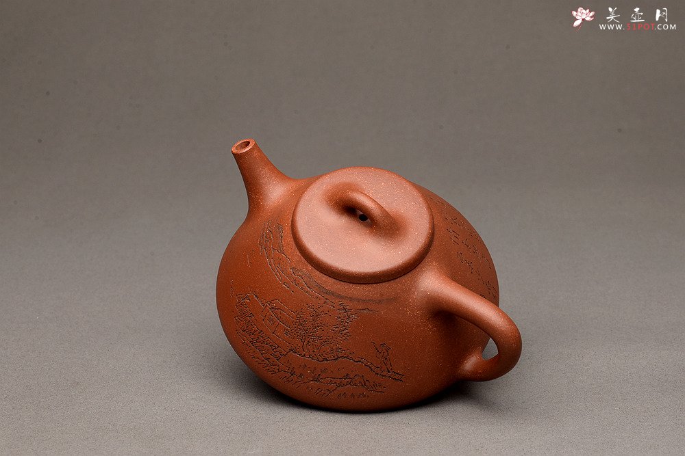 紫砂壶图片：张听刚装饰 精品紫泥调砂 周斌全手子冶石瓢 精工 - 宜兴紫砂壶网