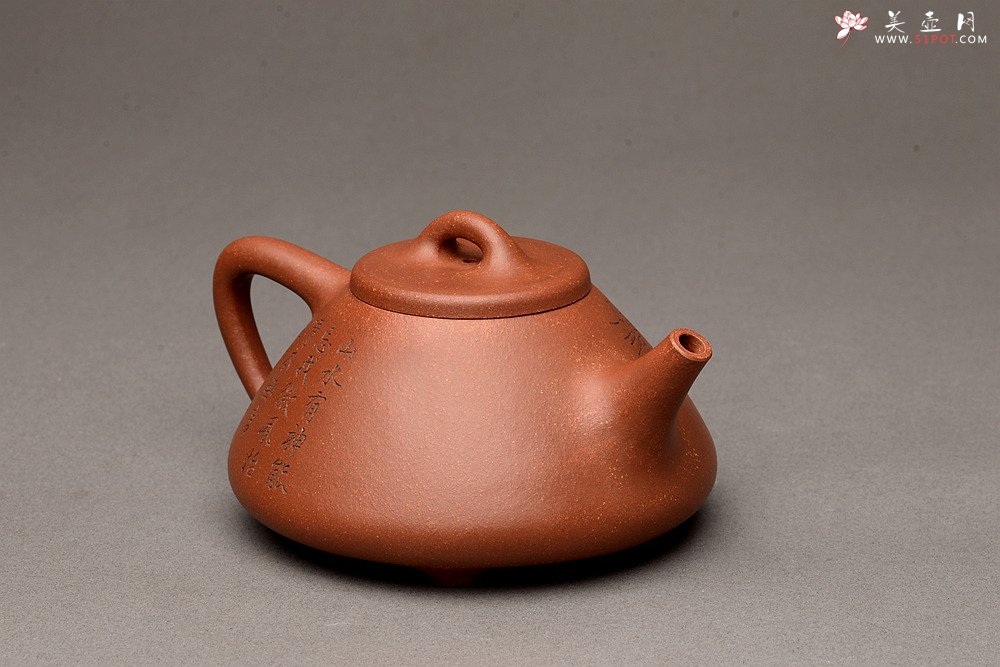 紫砂壶图片：张听刚装饰 精品紫泥调砂 周斌全手子冶石瓢 精工 - 宜兴紫砂壶网