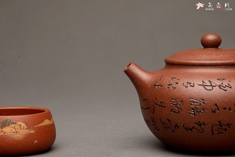 紫砂壶图片：老辣双刀 行云流水 优质紫泥调砂 全手宝珠 饱满直流 - 宜兴紫砂壶网