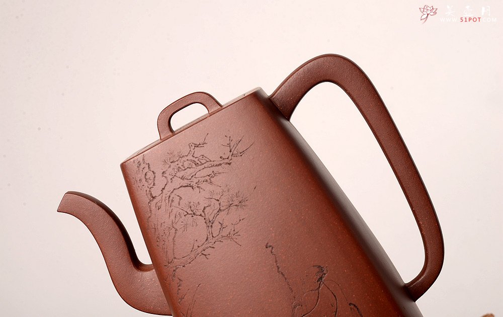 紫砂壶图片：何卫枫乙未冬全手新作 强强联合 国师赵辉文气装饰 高士怀古 四方云鼎 - 宜兴紫砂壶网