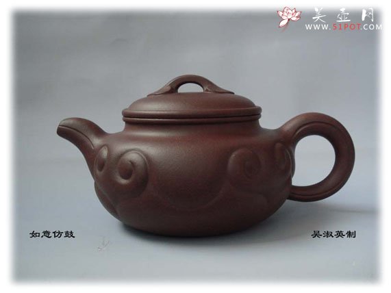 紫砂壶图片：如意仿鼓壶 - 宜兴紫砂壶网