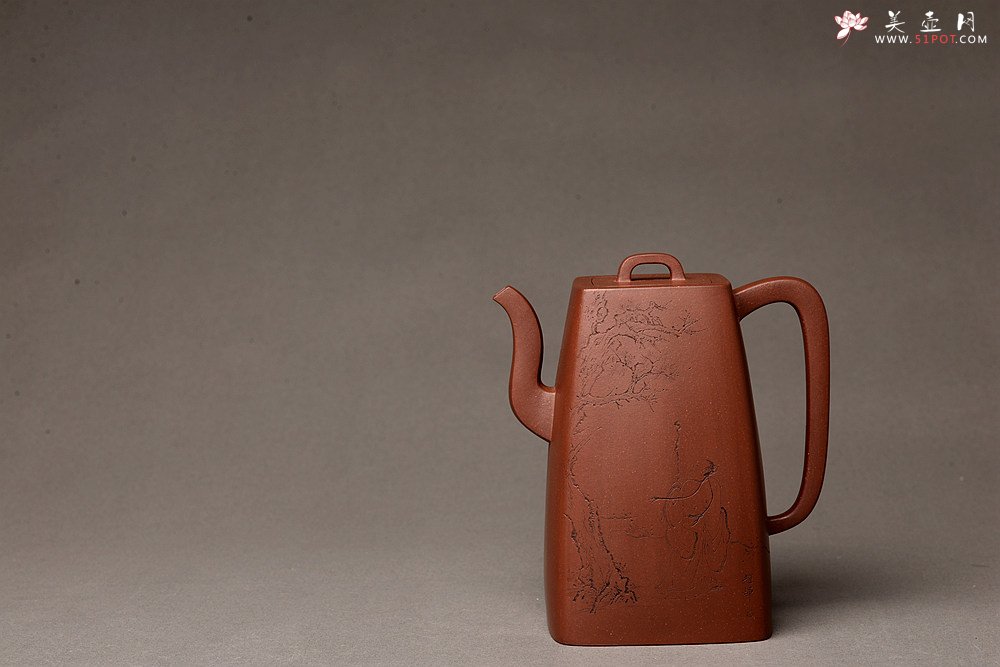 紫砂壶图片：何卫枫乙未冬全手新作 强强联合 国师赵辉文气装饰 高士怀古 四方云鼎 - 宜兴紫砂壶网