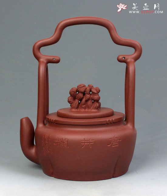 紫砂壶图片：彭年静石井栏提梁 - 宜兴紫砂壶网