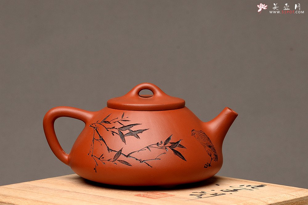 紫砂壶图片：实用有趣 原矿赵庄朱泥之全手子冶石瓢  - 宜兴紫砂壶网