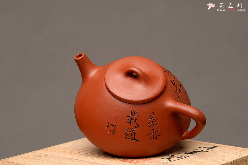 紫砂壶图片：实用有趣 原矿赵庄朱泥之全手子冶石瓢  - 宜兴紫砂壶网