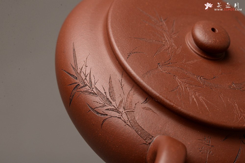 紫砂壶图片：扁翁设计 詹黎明全手制作 国师赵辉精心装饰 杀茶利器 卧云 - 宜兴紫砂壶网