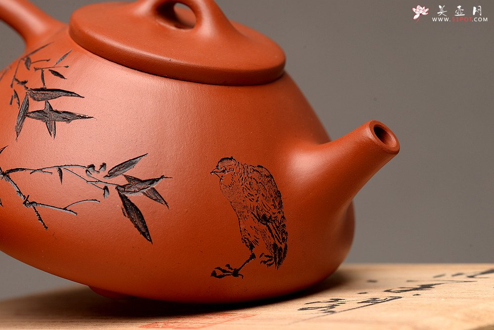 紫砂壶图片：实用有趣 原矿赵庄朱泥之全手子冶石瓢  - 宜兴紫砂壶网