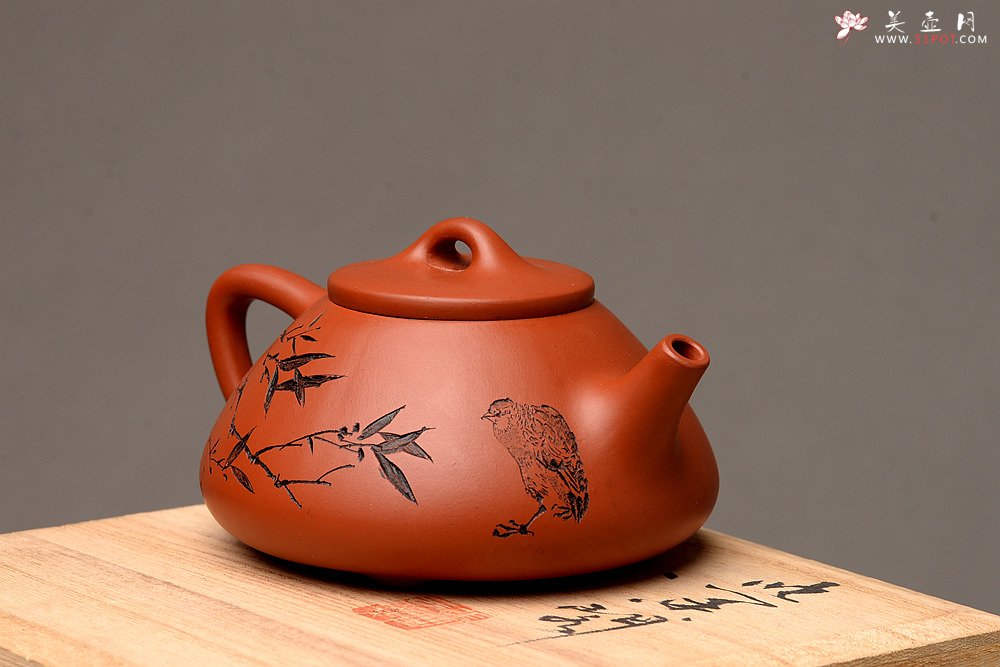 紫砂壶图片：实用有趣 原矿赵庄朱泥之全手子冶石瓢  - 宜兴紫砂壶网