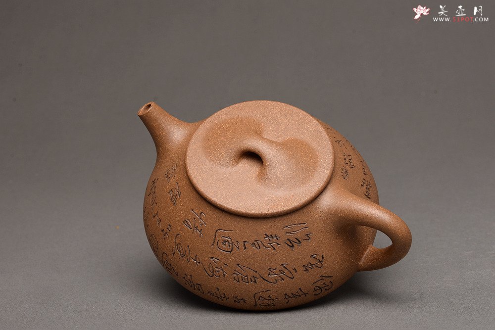 紫砂壶图片：陈进新品 张听刚装饰  雍容华贵 全手大石瓢 - 宜兴紫砂壶网