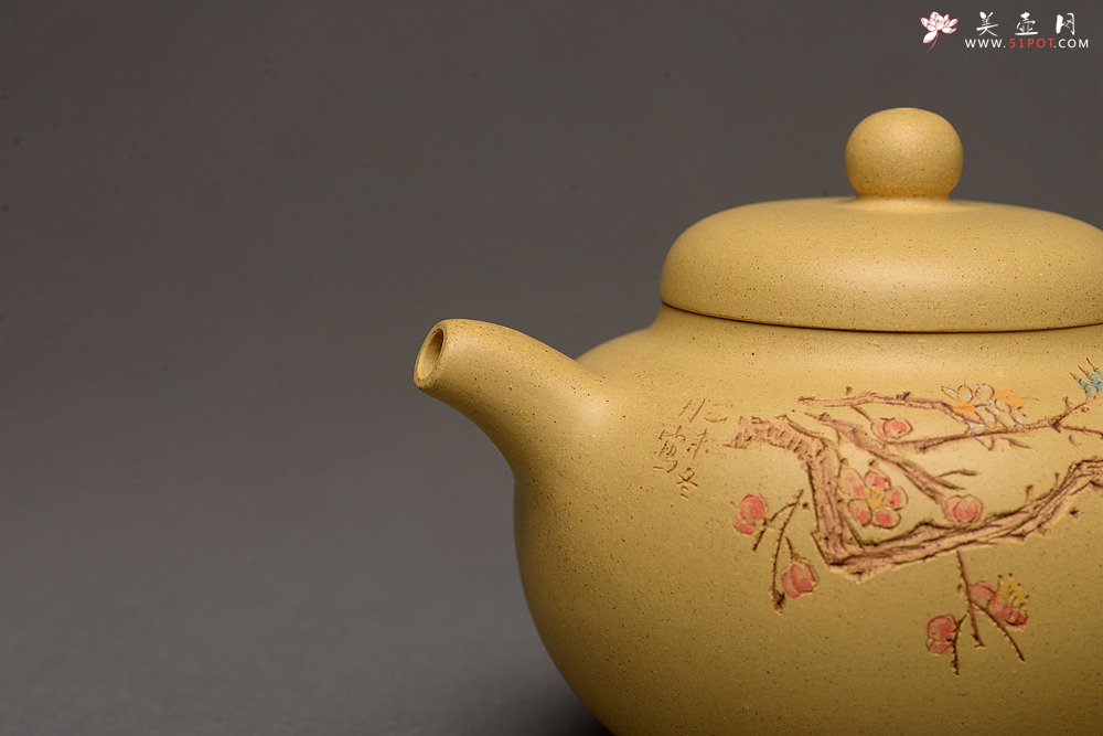 紫砂壶图片：此壶小巧文气 圆润饱满 实用有趣 本山绿圆珠  - 宜兴紫砂壶网