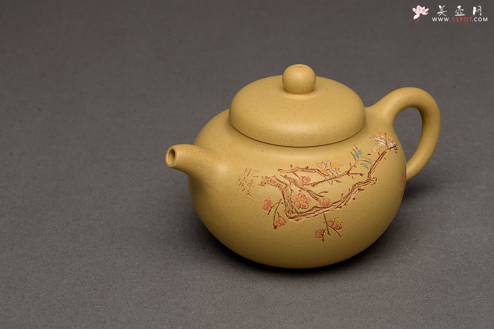 紫砂壶图片：此壶小巧文气 圆润饱满 实用有趣 本山绿圆珠  - 宜兴紫砂壶网