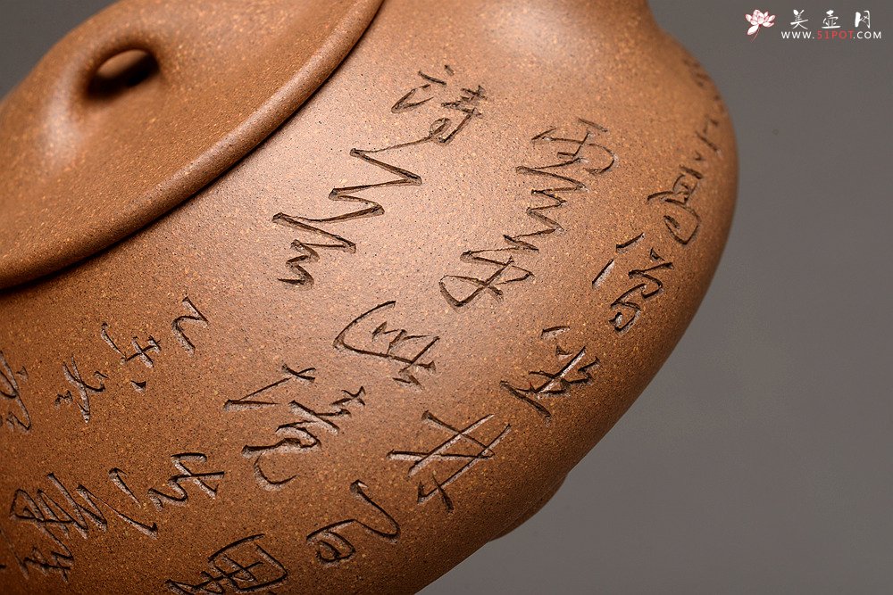 紫砂壶图片：陈进新品 张听刚装饰  雍容华贵 全手大石瓢 - 宜兴紫砂壶网