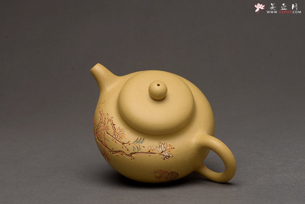 紫砂壶图片：此壶小巧文气 圆润饱满 实用有趣 本山绿圆珠  - 宜兴紫砂壶网