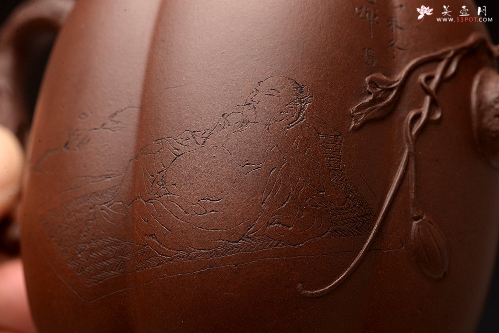 紫砂壶图片：顾正芳精品全手 原创作品 花货技法精湛  甜瓜 赵辉老师精刻 - 宜兴紫砂壶网