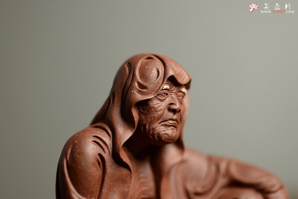 紫砂壶图片：手工雕塑 静~ 自在罗汉 做工精细 廖生塔作品~ - 宜兴紫砂壶网