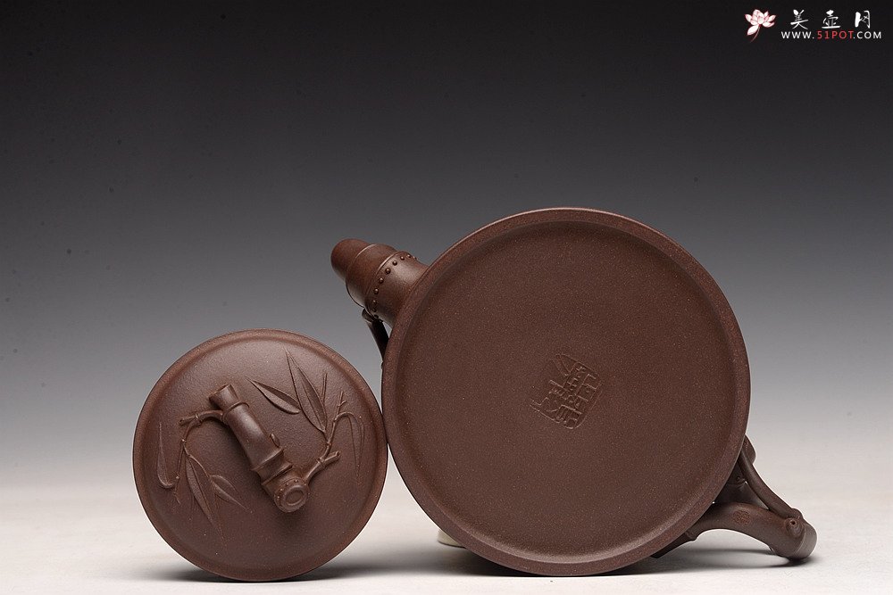 紫砂壶图片：顾正芳丙申春作品 温文尔雅  贴叶精湛 全手竹段  - 宜兴紫砂壶网