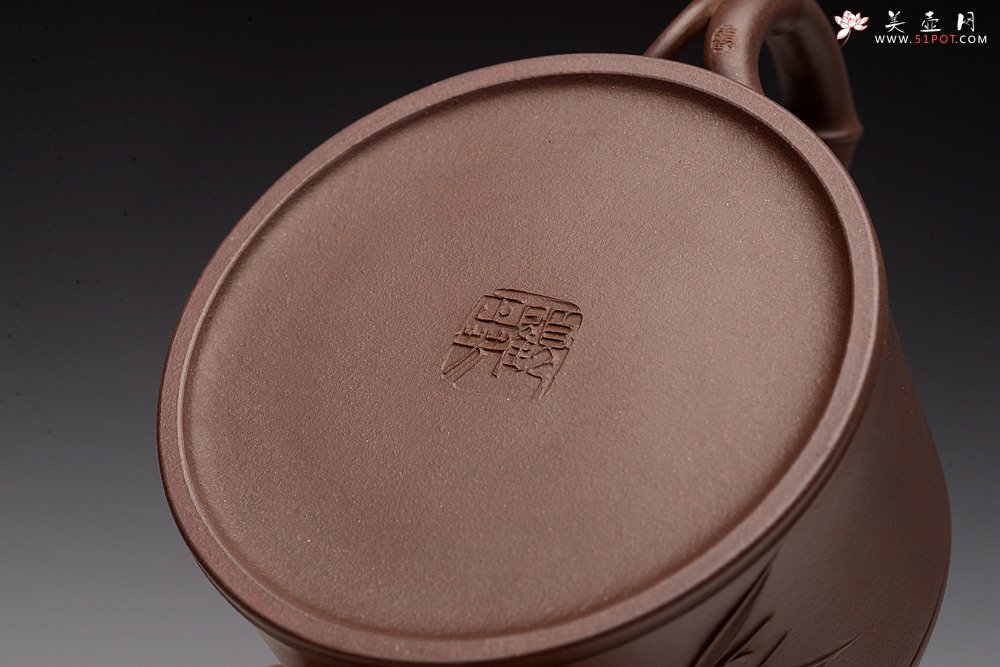 紫砂壶图片：顾正芳丙申春作品 温文尔雅  贴叶精湛 全手竹段  - 宜兴紫砂壶网