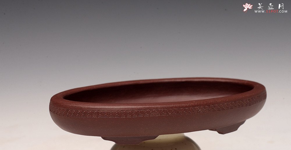 紫砂壶图片：张秋平 菖蒲腰圆小盆 微型盆 全手制作 14*8.5*2.5cm - 宜兴紫砂壶网