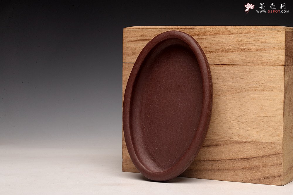 紫砂壶图片：张秋平 菖蒲腰圆小盆 微型盆 全手制作 14*8.5*2.5cm - 宜兴紫砂壶网