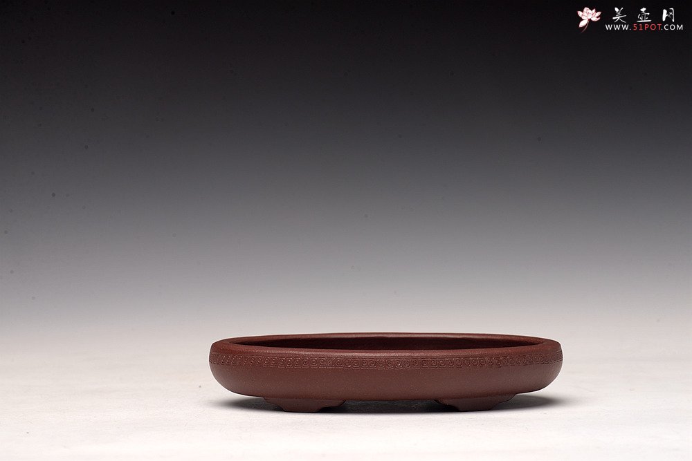 紫砂壶图片：张秋平 菖蒲腰圆小盆 微型盆 全手制作 14*8.5*2.5cm - 宜兴紫砂壶网