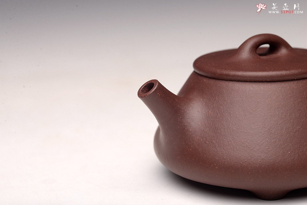 紫砂壶图片：周斌经典作品 稳重大方 优质拼紫 全手平盖石瓢 - 宜兴紫砂壶网