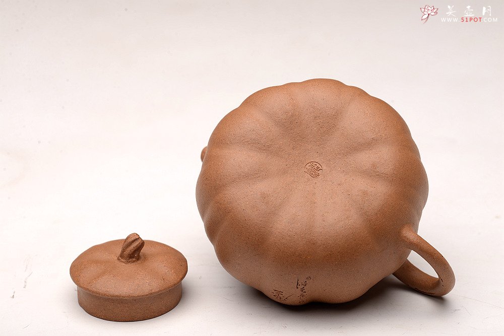 紫砂壶图片：姜建荣全手玩味小南瓜 田园清趣 游心堂主人装饰 - 宜兴紫砂壶网