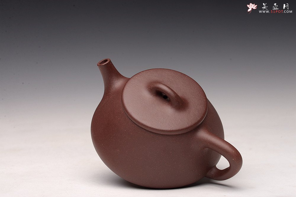 紫砂壶图片：周斌经典作品 稳重大方 优质拼紫 全手平盖石瓢 - 宜兴紫砂壶网