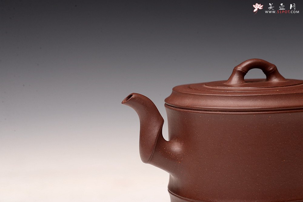 紫砂壶图片：储亚全手代表作 腰圆竹段 颇具难度  灵秀出尘 - 宜兴紫砂壶网