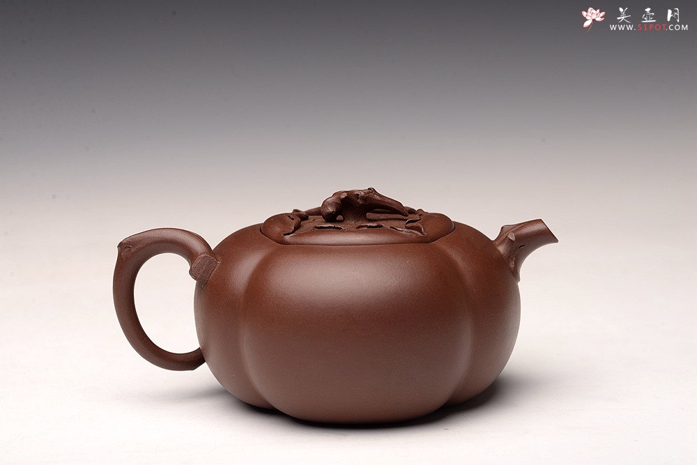 紫砂壶图片：潘丹初丙申春精品 筋囊花货 全手大玉柿 气度饱满 逸品之作 值得珍藏 - 宜兴紫砂壶网