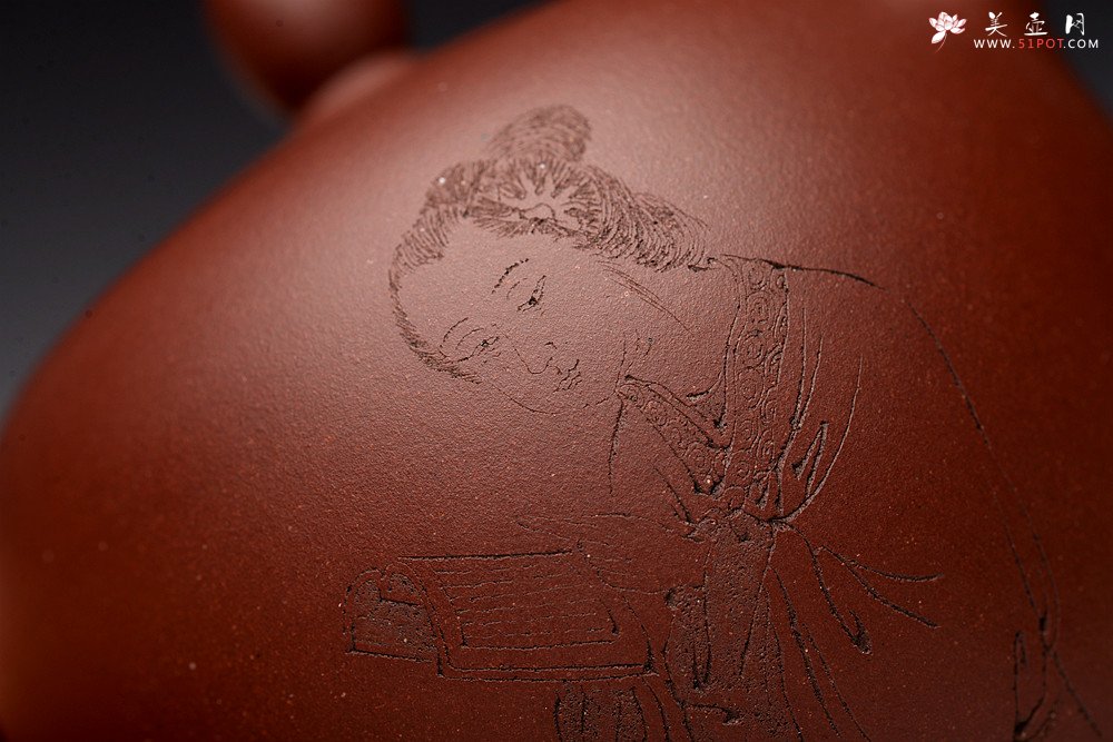 紫砂壶图片：饱满圆润 陈国良款式  一粒珠 游心堂主人装饰 - 宜兴紫砂壶网