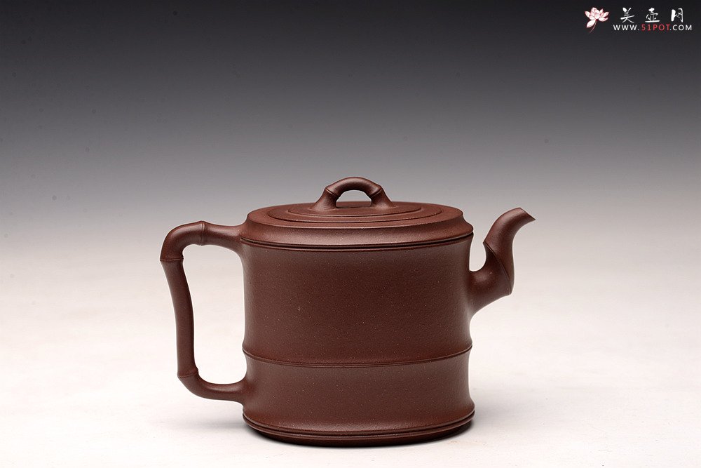 紫砂壶图片：储亚全手代表作 腰圆竹段 颇具难度  灵秀出尘 - 宜兴紫砂壶网