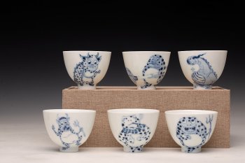 紫砂壶图片：大生（姜寅）玩瓷 小怪兽系列 趣味十足 ~ 品茗对杯 - 宜兴紫砂壶网