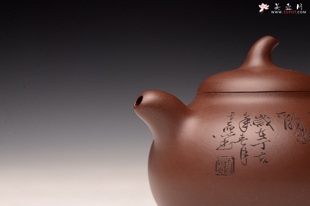 紫砂壶图片：张云熙精品之作 富有逸趣 传统器形 饱满可人 童子接福 茄瓜 - 宜兴紫砂壶网