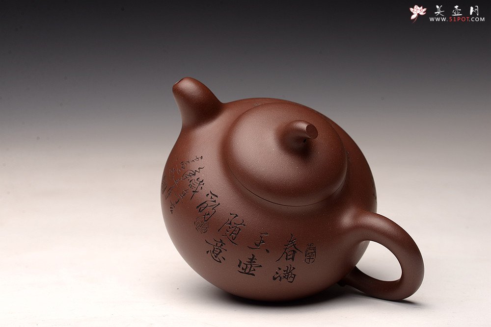 紫砂壶图片：张云熙精品之作 富有逸趣 传统器形 饱满可人 童子接福 茄瓜 - 宜兴紫砂壶网