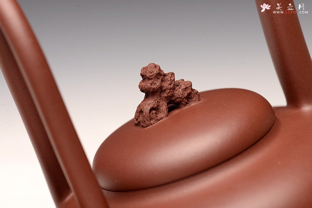 紫砂壶图片：储俊伟丙申夏全手精品 大气磅礴 四号井底槽青 摹古太湖石提梁 - 宜兴紫砂壶网